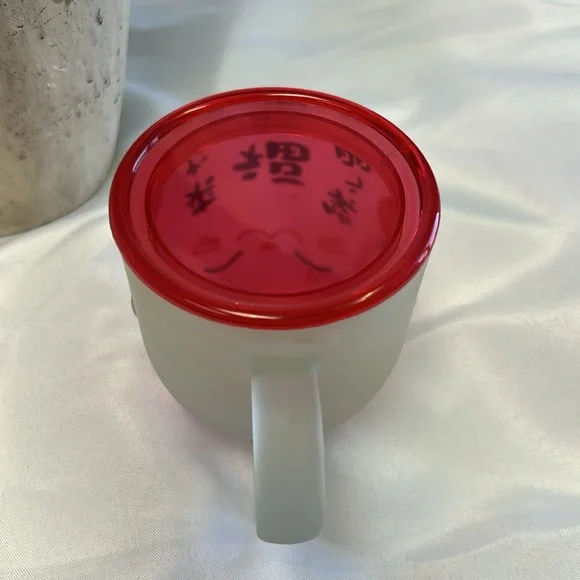 Lucky cat frosted glass mug